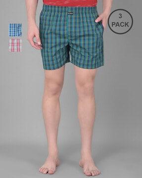 men pack of 3 checked boxers with elasticated waist