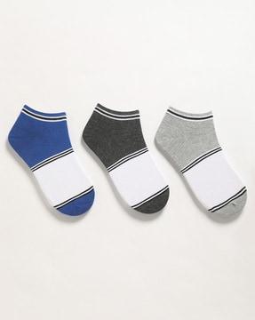 men pack of 3 coluorblock ankle-length socks