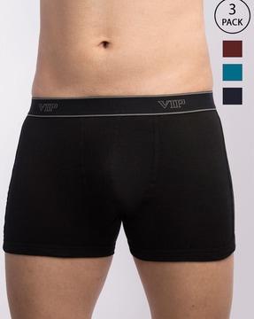 men pack of 3 cotton trunks with brand waistband