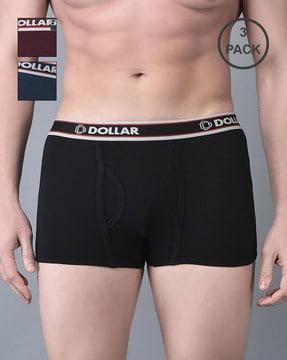 men pack of 3 cotton trunks with logo waistband