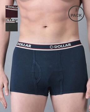 men pack of 3 cotton trunks with logo waistband