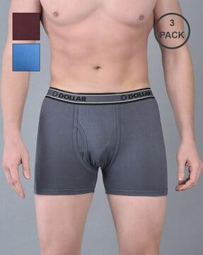 men pack of 3 cotton trunks with logo waistband