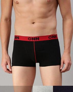 men pack of 3 cotton trunks with logo waistband