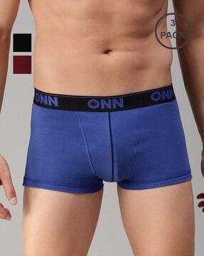 men pack of 3 cotton trunks with logo waistband