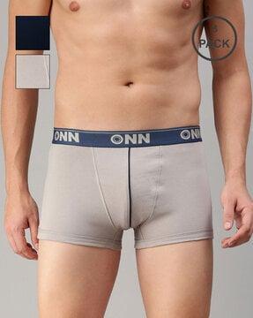 men pack of 3 cotton trunks with logo waistband