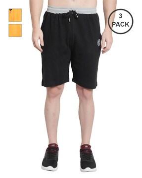 men pack of 3 flat-front shorts with drawstring waist