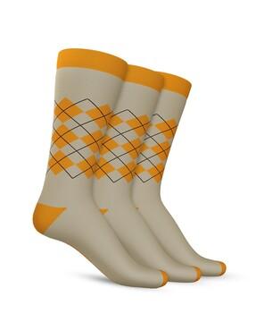 men pack of 3 geometric-knit everyday socks