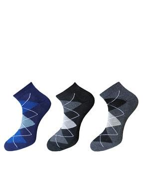 men pack of 3 geometric print ankle-length socks