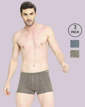 men pack of 3 geometric print trunks with elasticated waistband