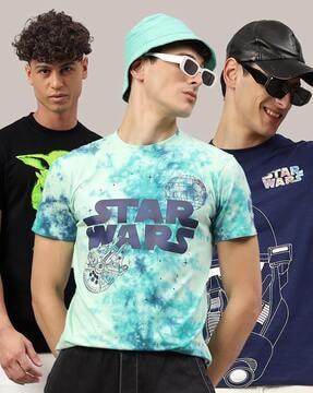 men pack of 3 graphic print regular fit crew-neck t-shirts