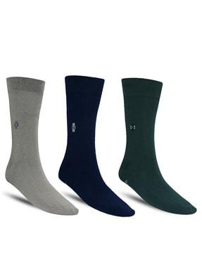 men pack of 3 logo print mid-calf length socks