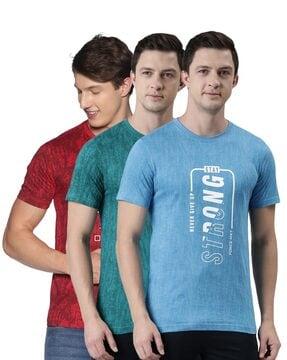 men pack of 3 printed regular fit crew-neck t-shirts