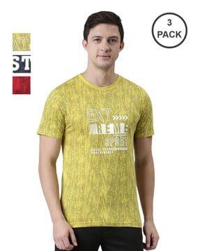 men pack of 3 printed regular fit crew-neck t-shirts