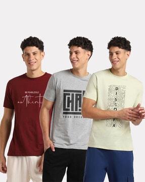 men pack of 3 printed regular fit crew-neck t-shirts