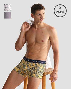 men pack of 3 printed trunks with elasticated waistband