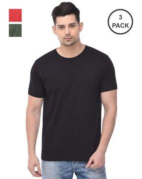 men pack of 3 regular fit round-neck t-shirts