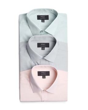 men pack of 3 regular fit shirts with patch pocket