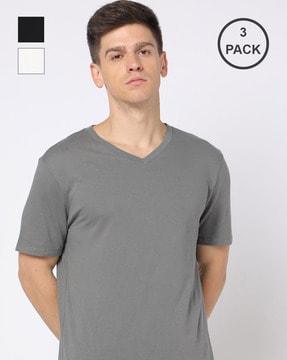 men pack of 3 regular fit v-neck t-shirts