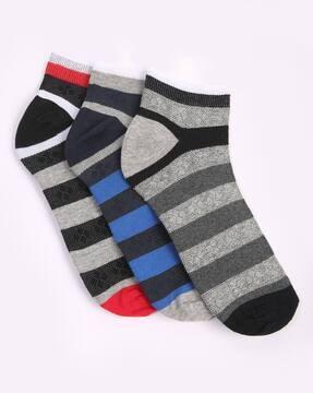 men pack of 3 striped ankle-length everyday socks