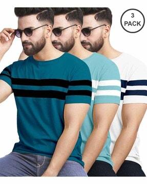 men pack of 3 striped regular fit t-shirts