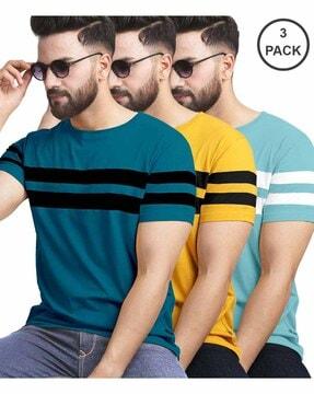 men pack of 3 striped regular fit t-shirts