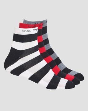 men pack of 3 terry finish es005 striped ankle-length everyday socks