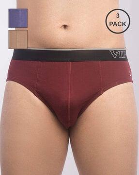 men pack of 3 typographic print briefs with elasticated waistband