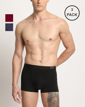 men pack of 3 typographic print trunks with elasticated waistband