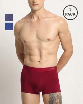 men pack of 3 typographic print trunks with elasticated waistband