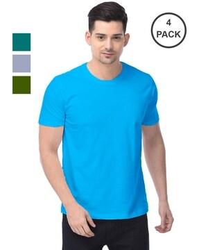 men pack of 4 regular fit cotton crew-neck t-shirts