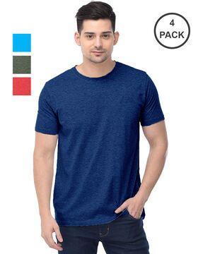 men pack of 4 regular fit cotton crew-neck t-shirts