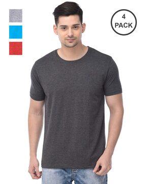 men pack of 4 regular fit crew-neck cotton t-shirts