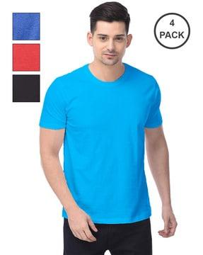 men pack of 4 regular fit crew-neck cotton t-shirts