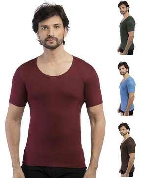 men pack of 4 round-neck vests with short sleeves