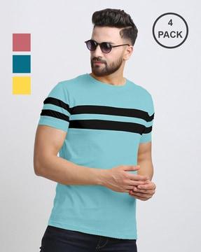 men pack of 4 striped regular fit t-shirts