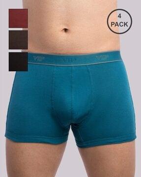 men pack of 4 typographic print trunks with elasticated waistband