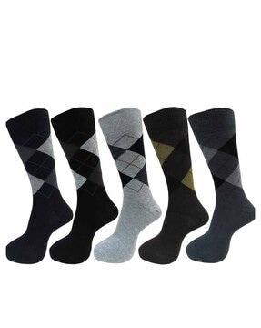 men pack of 5 checked ankle-length socks