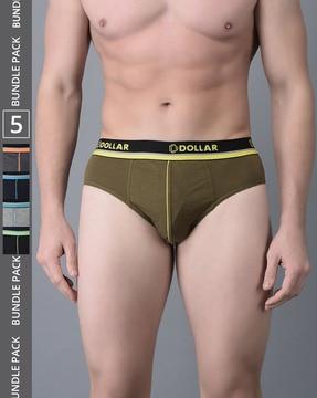 men pack of 5 cotton briefs with logo waist