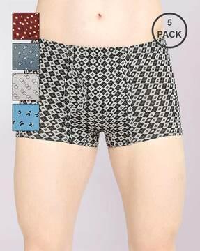 men pack of 5 geometric print trunks