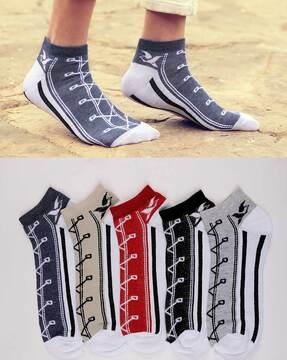 men pack of 5 printed ankle-length socks