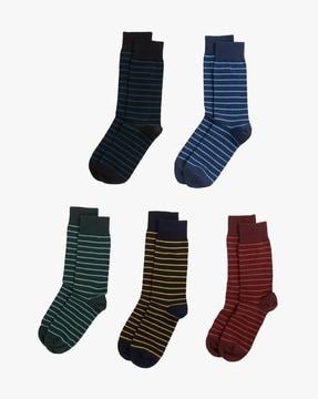 men pack of 5 striped mid-calf length socks