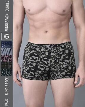men pack of 6 checked assorted trunks