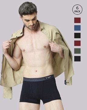 men pack of 6 trunks with elasticated waistband