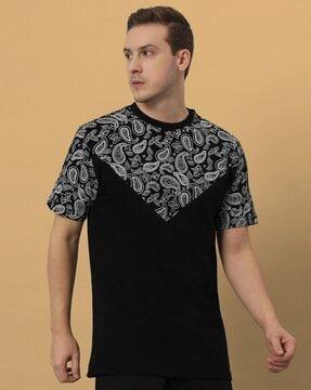 men paisley print oversized crew-neck t-shirt