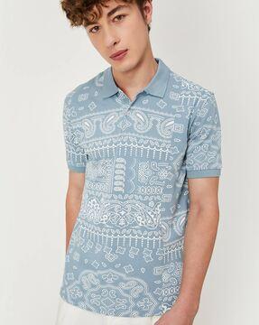 men paisley print polo t-shirt