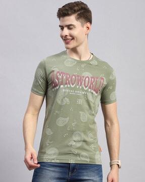 men paisley print regular fit crew-neck t-shirt