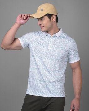 men paisley print regular fit polo t-shirt