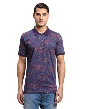 men paisley print regular fit polo t-shirt