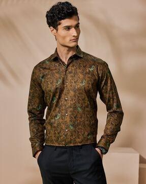 men paisley print regular fit shirt