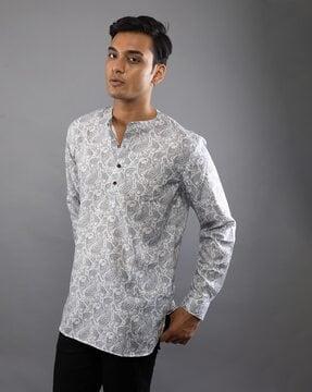 men paisley print regular fit short kurta